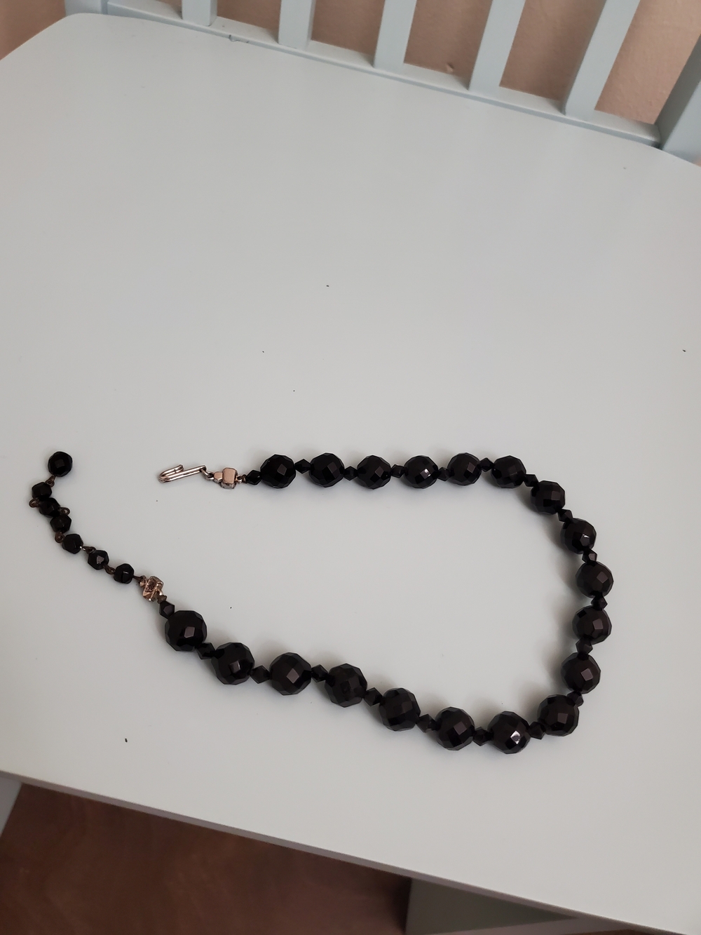Vintage Black Faceted Bead Choker Necklace - Classic Women's Jewelry